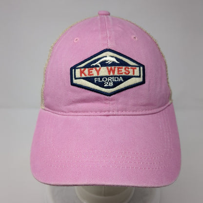 Key West Florida Dolphin Snapback Trucker Hat Pink OSFA Mesh Back