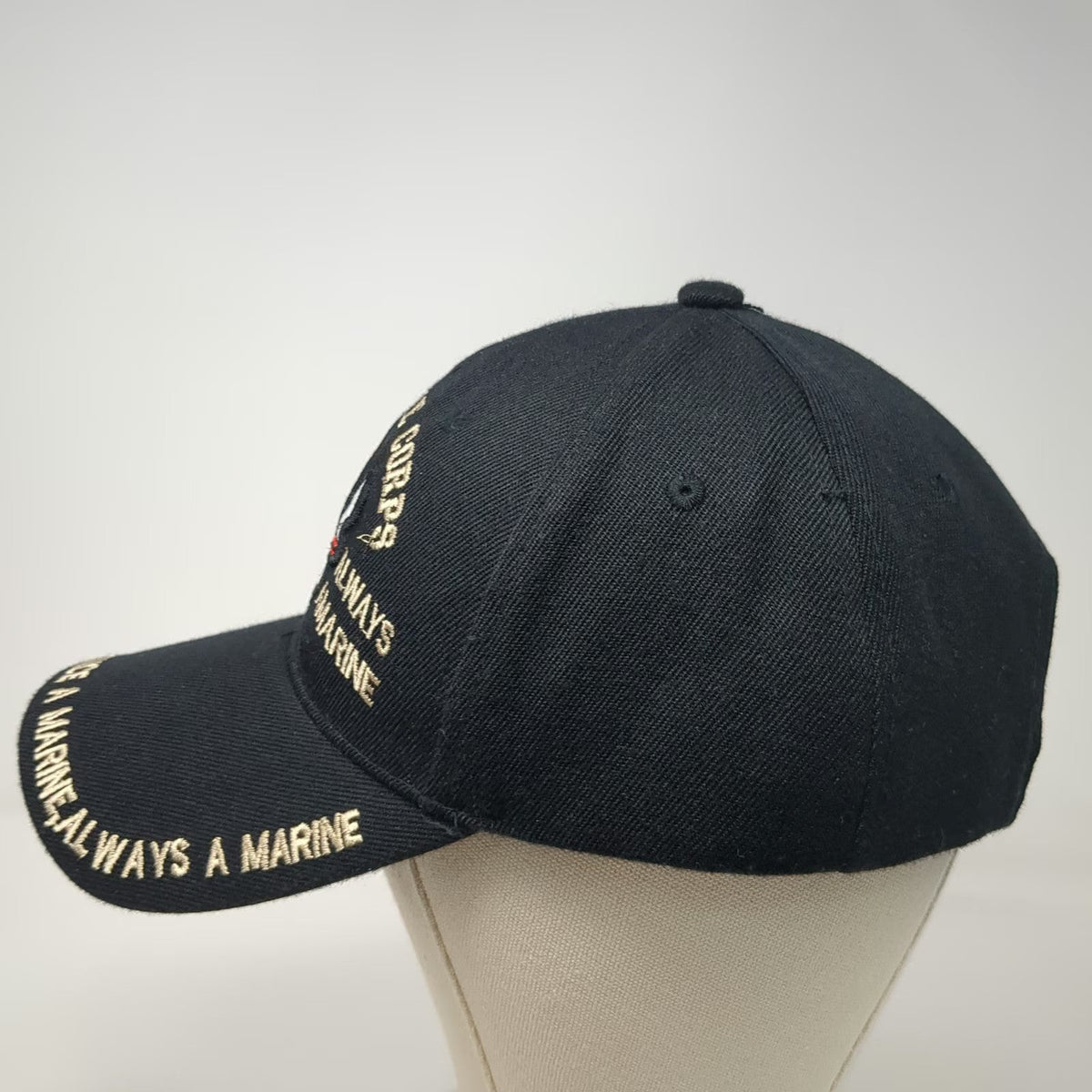 CTS Hats U.S. Marine Corps Bulldog Black One Size Baseball Cap Hat Gold Red