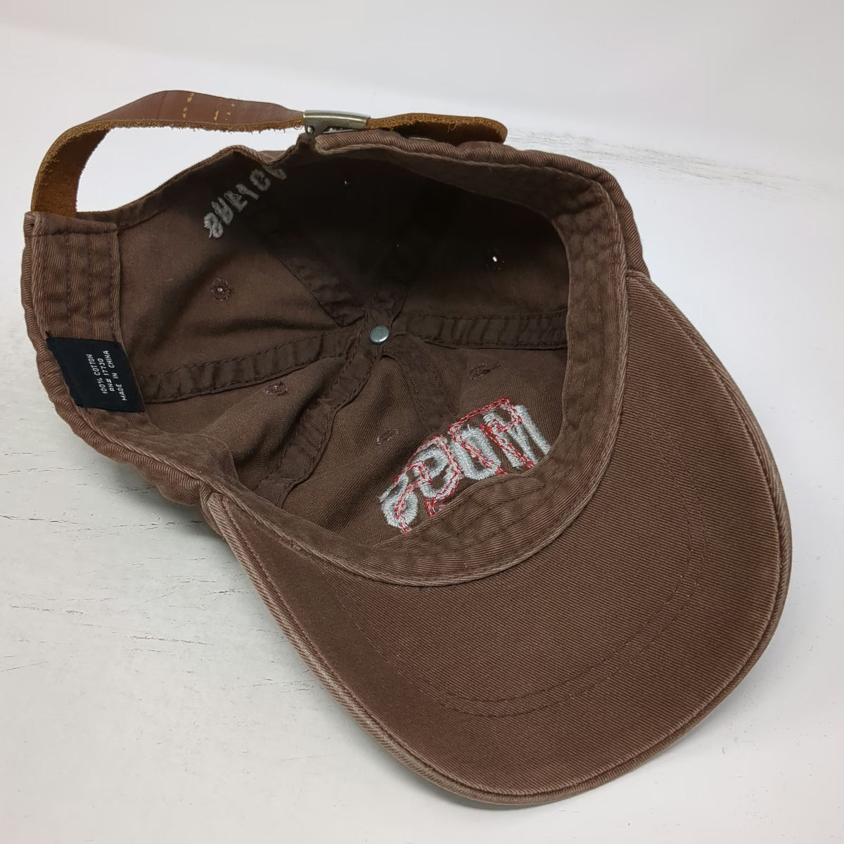 Moss Baseball Cap Brown One Size Leather Strapback 75 SRF CA Cotton Twill Hat