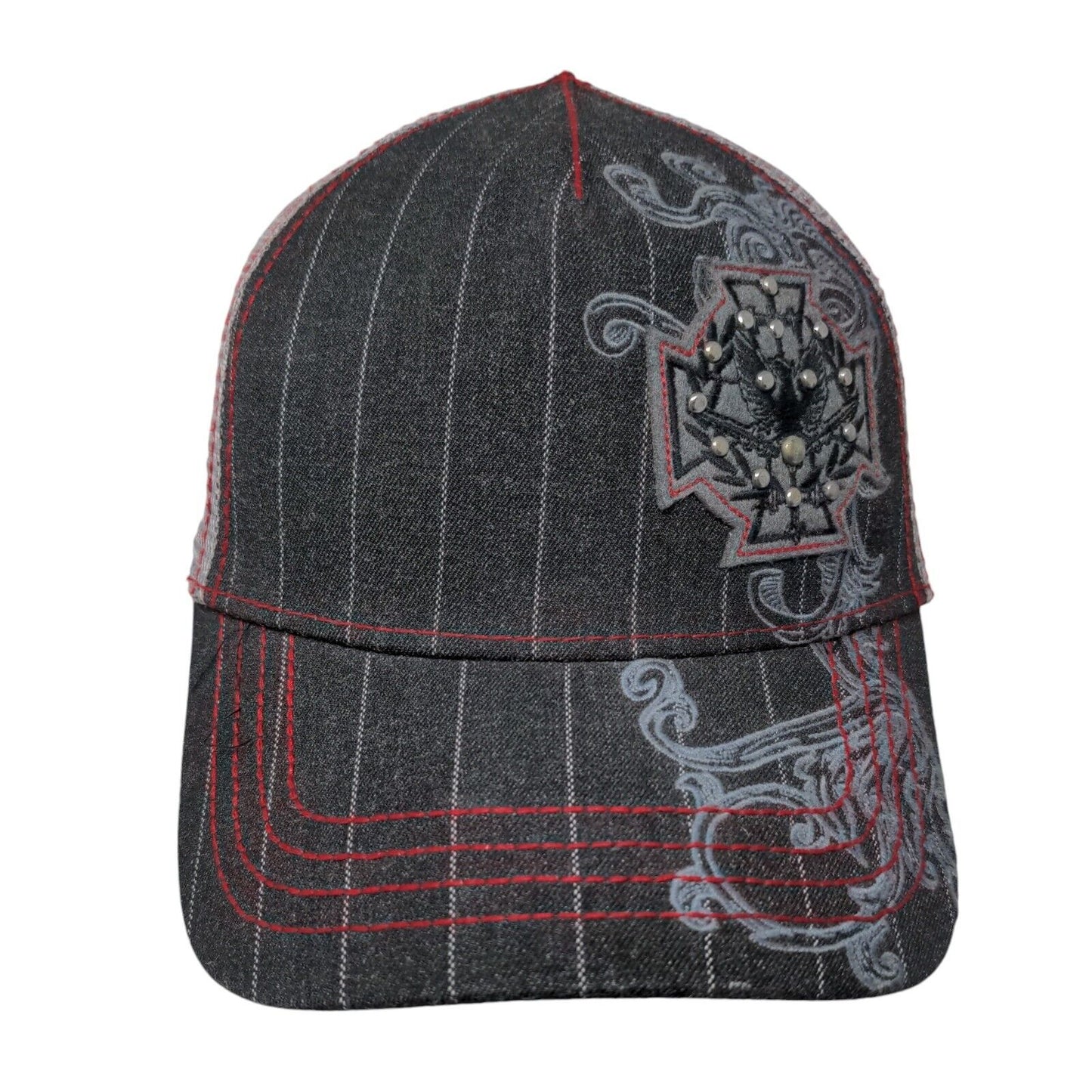 Bio-Domes Headgear Snapback Mesh Back Trucker Hat Gray OSFM Studded