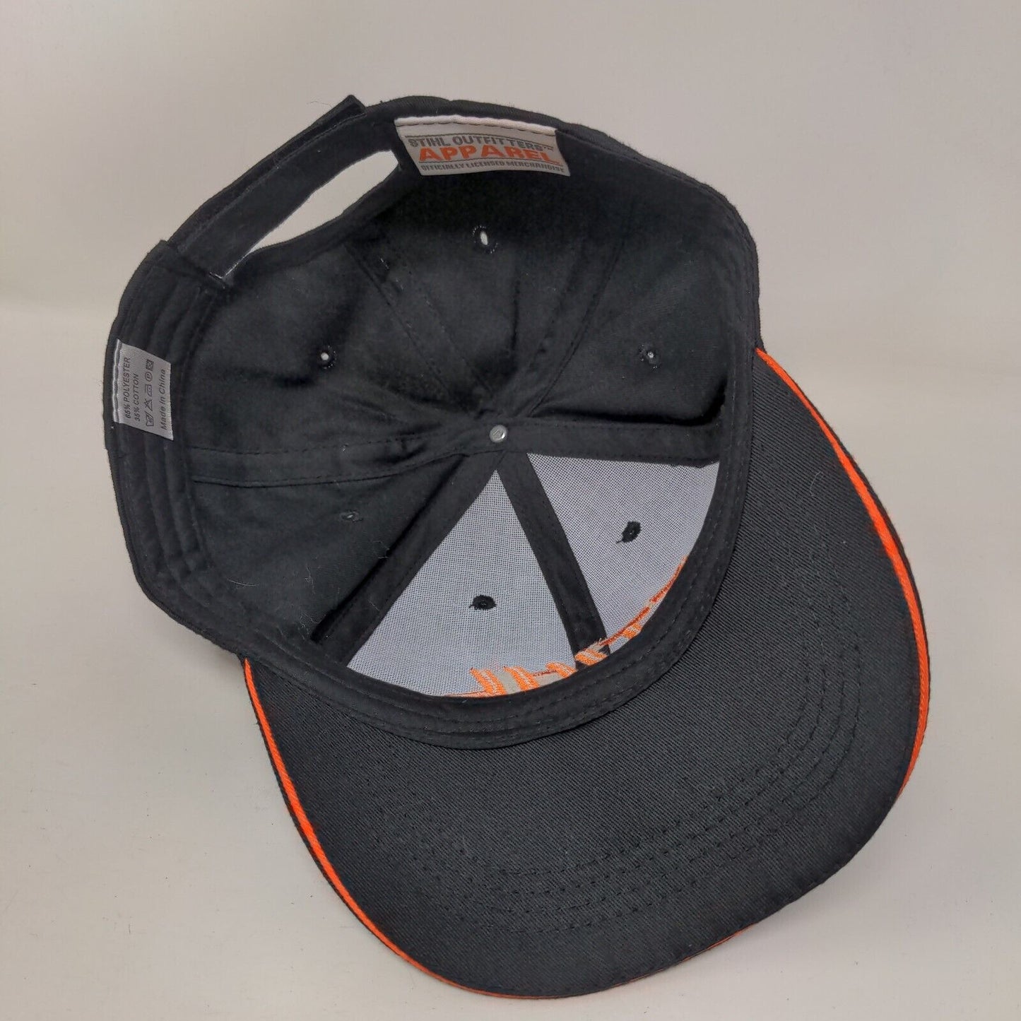STIHL Strapback Hat Black One Size Adjustable Embroidered Vented Holes 6 Panel