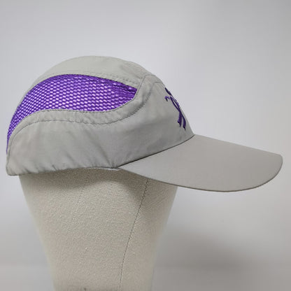 Racetrackers Baseball Cap Beige One Size Purple Ribbon Mesh Strapback Runner Hat