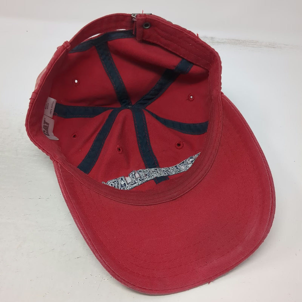 Caterpillar Baseball Cap Red One Size Rugged Tough Strong Cotton Slideback Hat