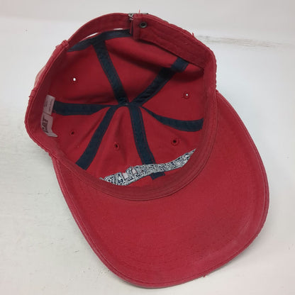 Caterpillar Baseball Cap Red One Size Rugged Tough Strong Cotton Slideback Hat