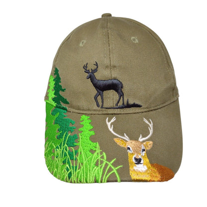 Whitetail Deer Strapback Hat Multicolor One Size Adjustable Embroidered Cotton