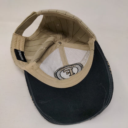 Frankfurt Strapback Hat Tan 58cm Adjustable Embroidered Pinstripe