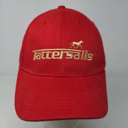 Tattersalls Men's Strapback Hat Red Embroidered Horse Auction Logo Cotton