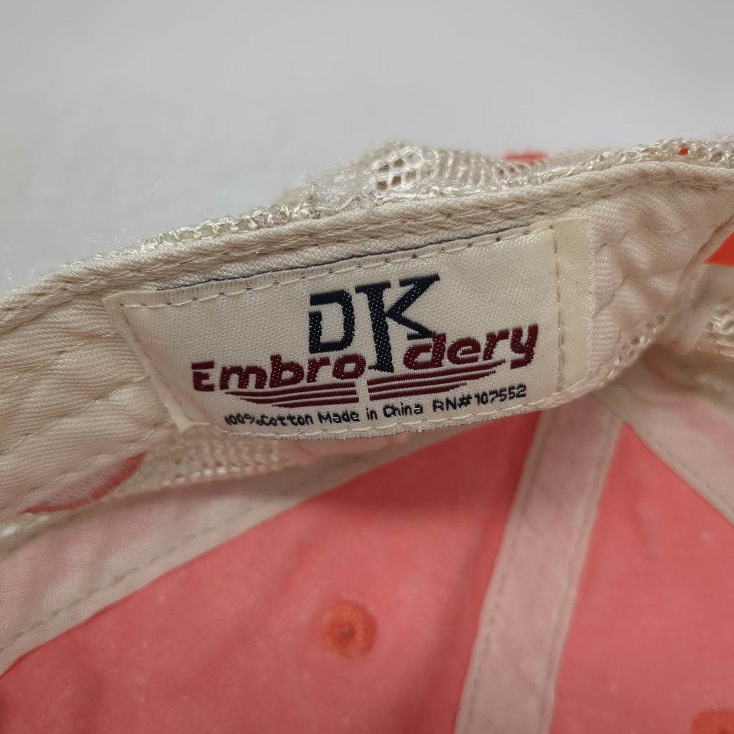 DK Embroidery Trucker Hat Pink Beige Orange One Size South Beach Miami Florida