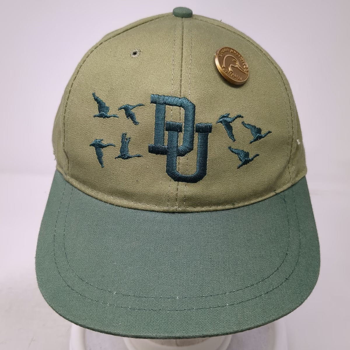 Ducks Unlimited Baseball Cap Green One Size Duck Embroidery Pin Slideback Hat