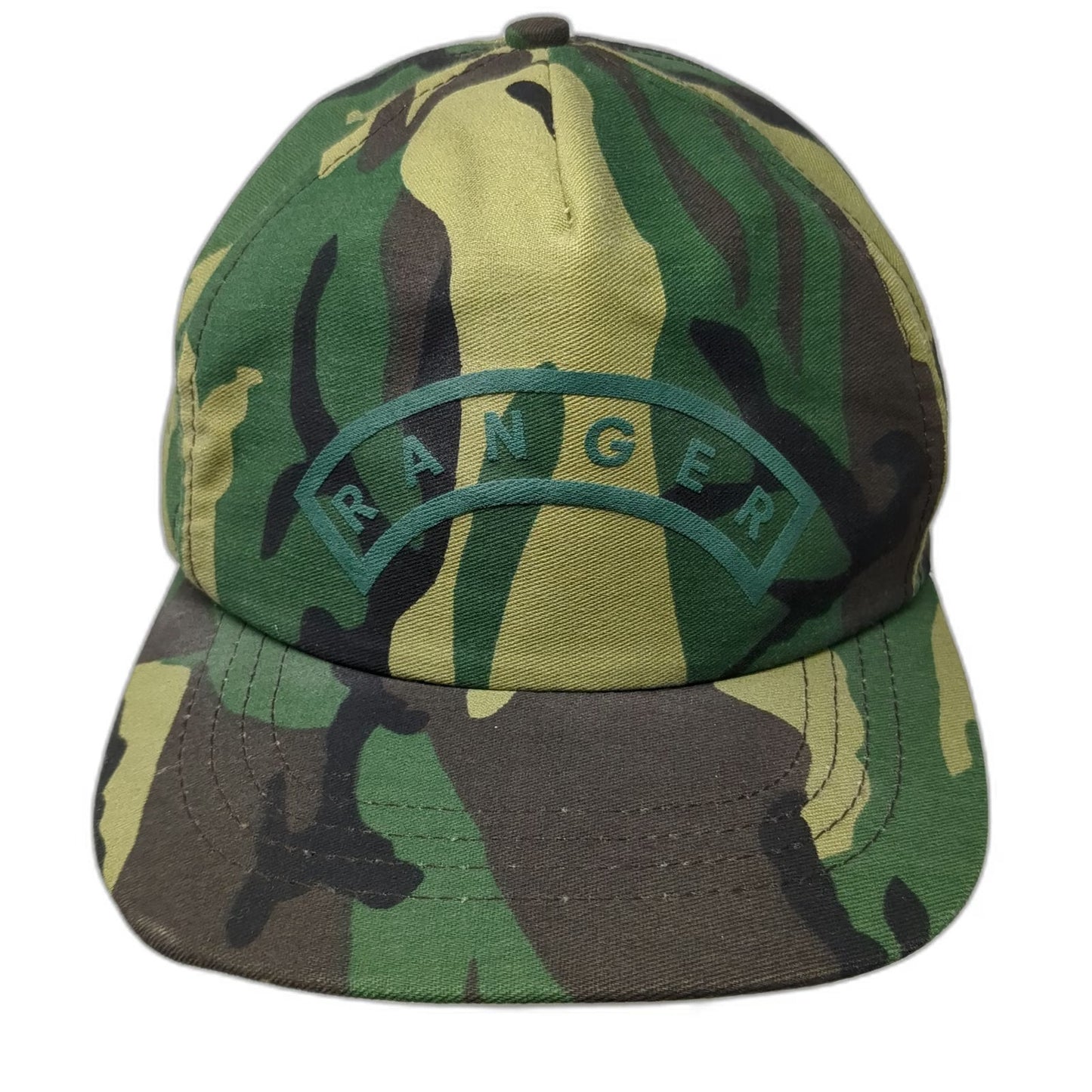 Trucker Green Camo Ranger Hat OS Snapback Made in USA Woodland Military Vintage