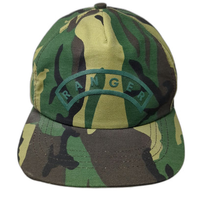 Trucker Green Camo Ranger Hat OS Snapback Made in USA Woodland Military Vintage