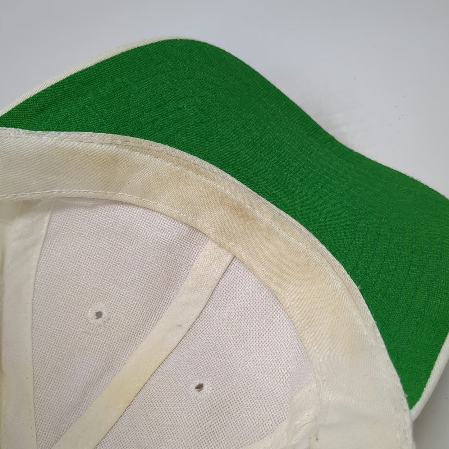 Logo Athletic Snapback Hat White OS Green Underbrim Side Graphic Blank Cotton