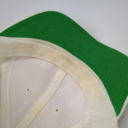 Logo Athletic Snapback Hat White OS Green Underbrim Side Graphic Blank Cotton