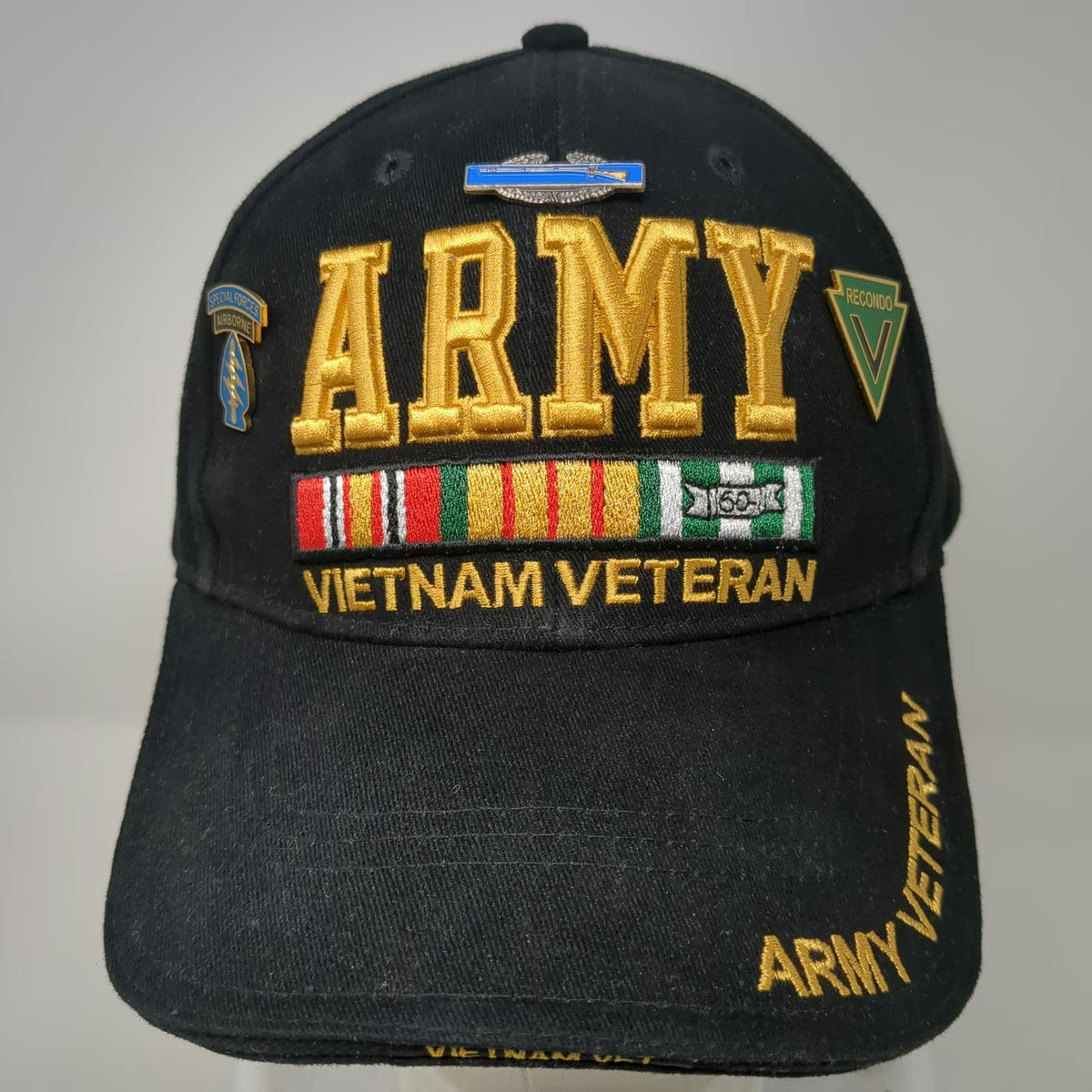 Rothco Army Vietnam Veteran Baseball Cap Black One Size Strapback Pins Hat