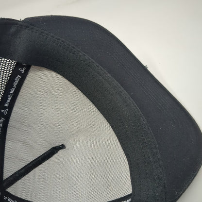 prAna Trucker Hat Black One Size Bear Hug Mesh Snapback Grey Pattern Outdoors