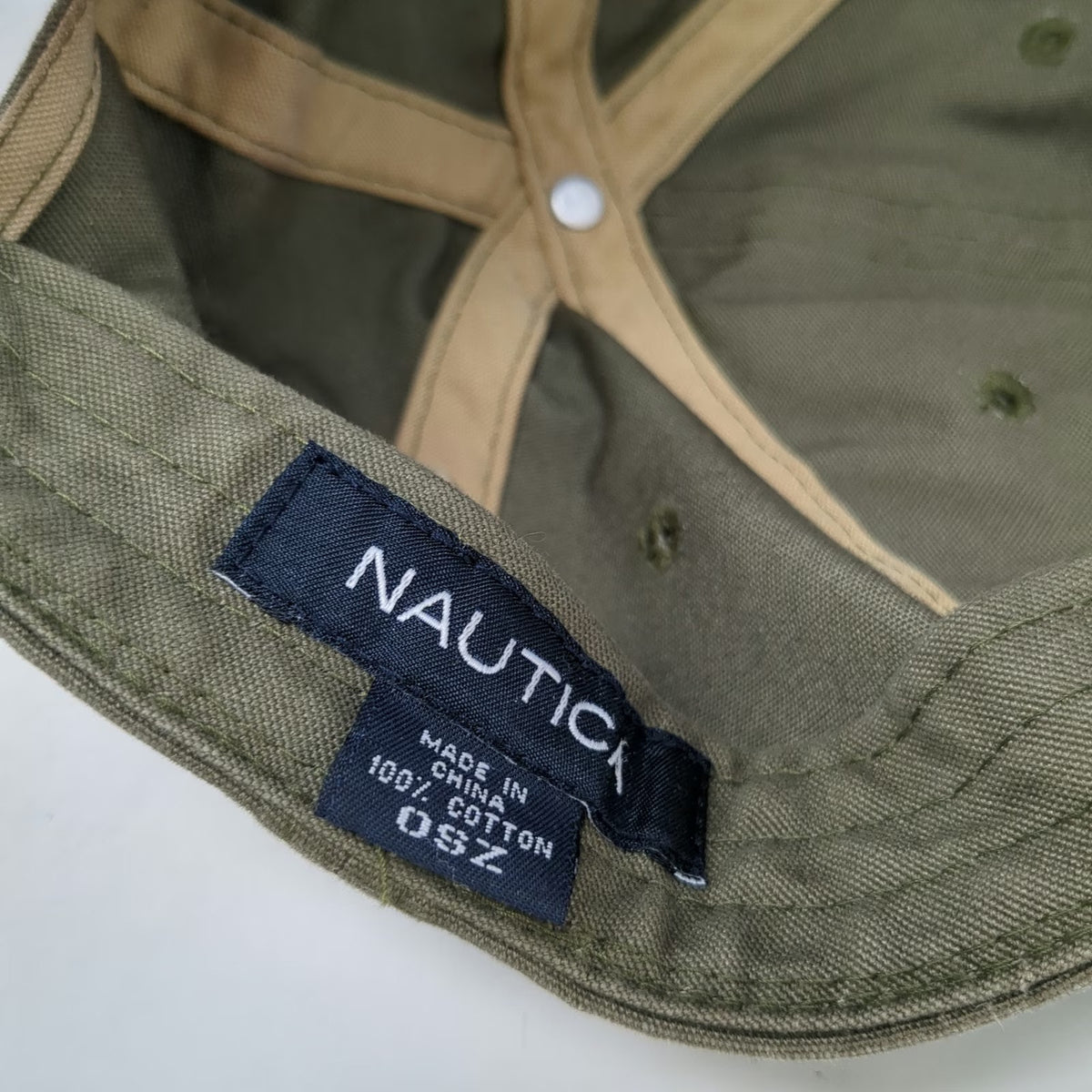 Nautica Baseball Cap Green One Size Embroidered Crest Crossed Oars Cotton Hat