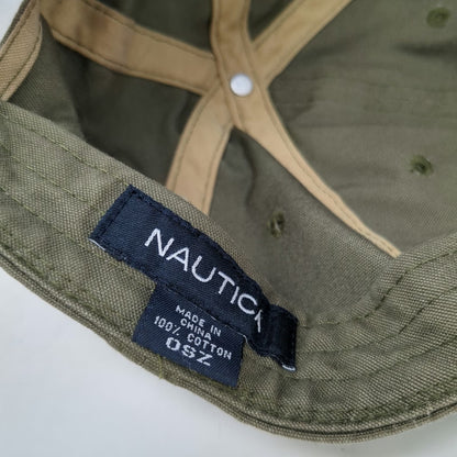 Nautica Baseball Cap Green One Size Embroidered Crest Crossed Oars Cotton Hat