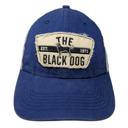 '47 Trucker Hat Blue Beige One Size Black Dog Patch Mesh Snapback 1971 Martha