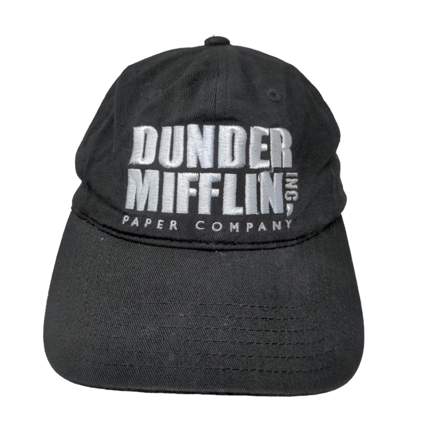 The Office Men's Strapback Hat Black Embroidered Dunder Mifflin Logo Official