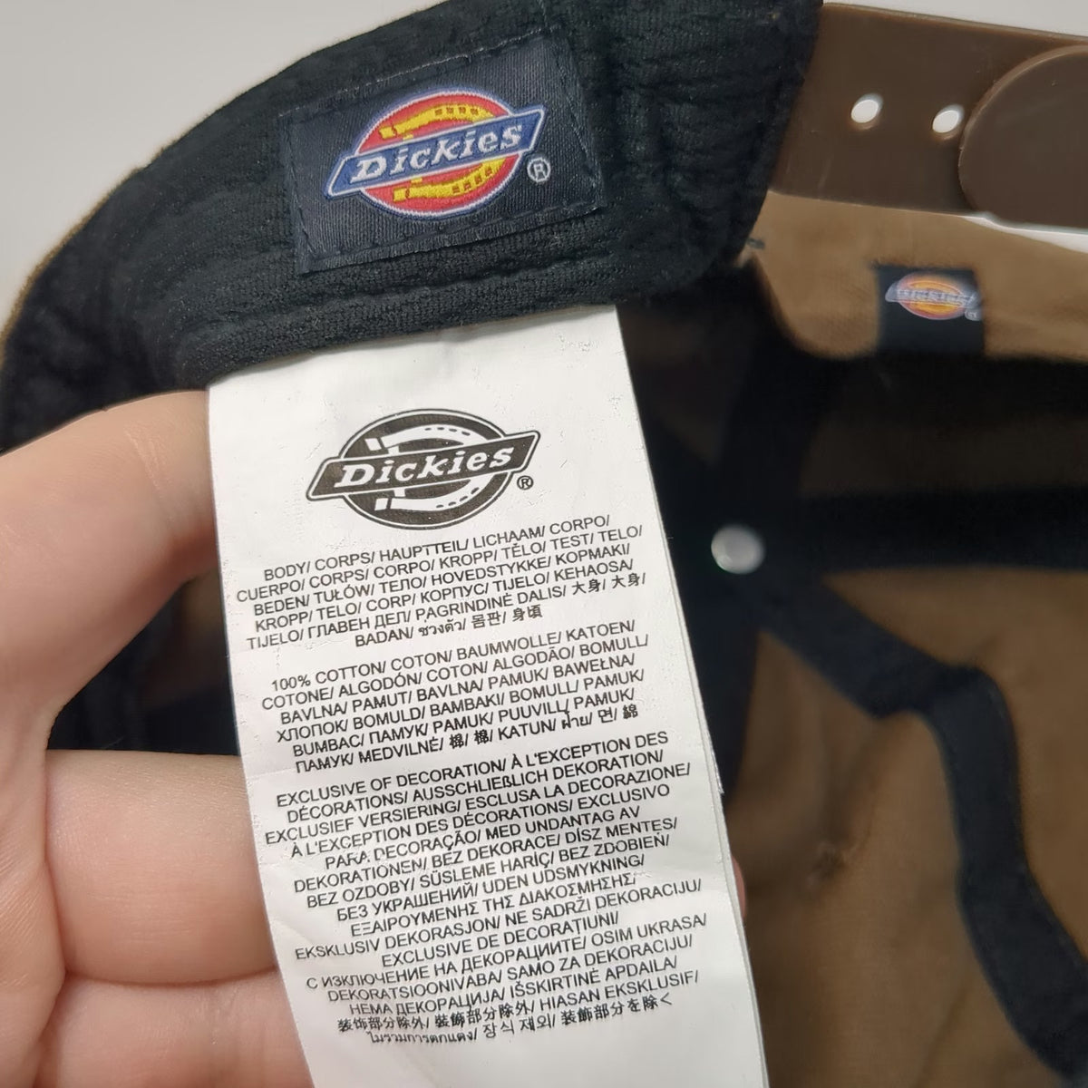Dickies Snapback Hat Brown One Size Logo Patch Cotton Workwear Baseball Cap