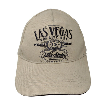 Las Vegas Sin City USA The Strip Strapback Hat Tan OSFA Adjustable 6 Panel
