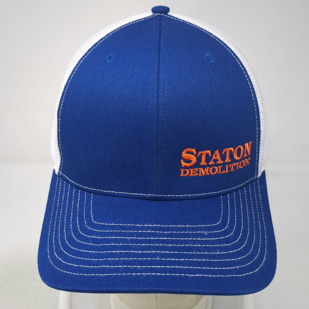 Richardson Trucker Hat Blue OSFM Staton Demolition Mesh Snapback Construction