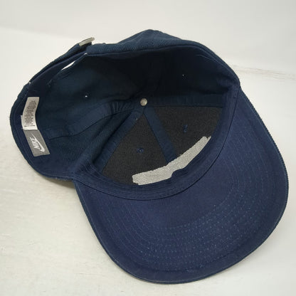 Nike Baseball Cap Blue Slideback Wool Blend Embroidered Logo Hat Swoosh Gray Tag