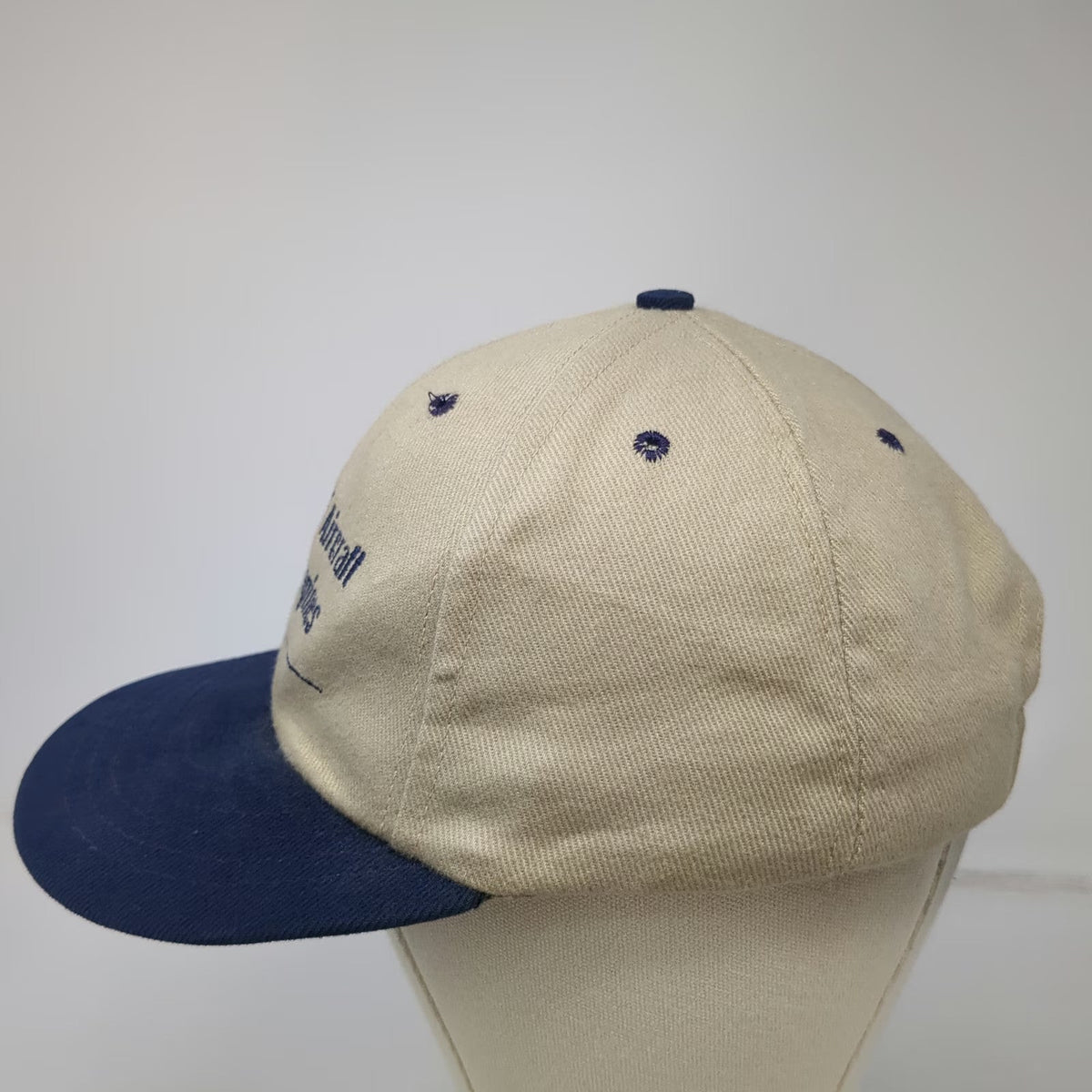 ESKCO GE Aircraft Engines Baseball Cap Beige Blue OSFM Strapback Two Tone Hat
