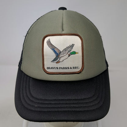 Dravus Trucker Hat Green Black One Size Parks & Rec Mallard Duck Graphic Patch