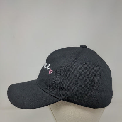 Mama Slideback Hat Black One Size Adjustable Embroidered Heart 6 Panel