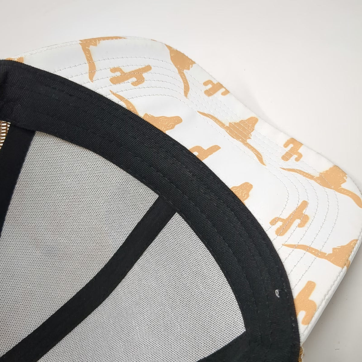 Campin Cowgirl Trucker Hat White Brown One Size Longhorn Cactus Graphic Patch