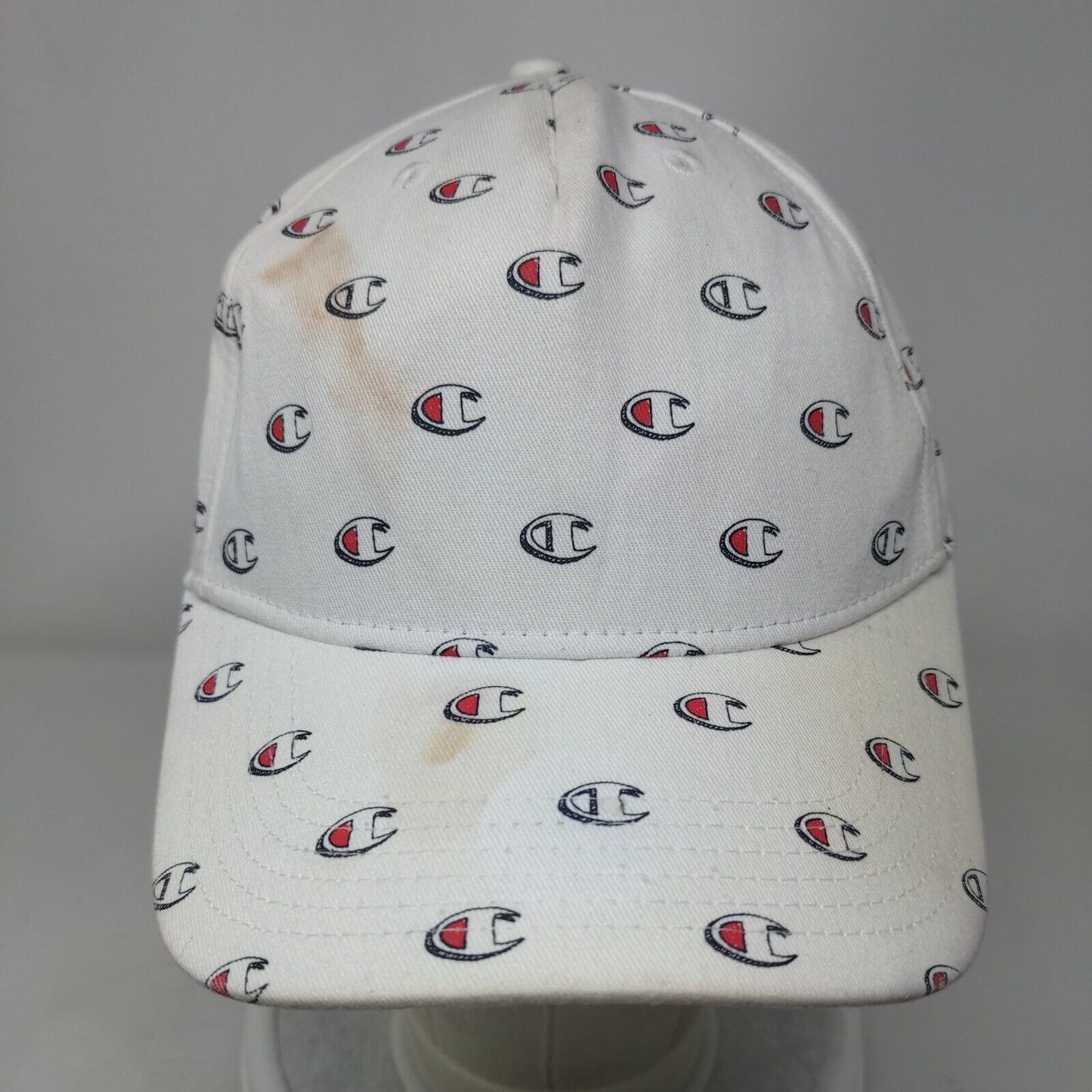 Champion Slideback Hat White OSFM Adjustable Graphic Logo Vented Holes