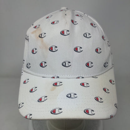Champion Slideback Hat White OSFM Adjustable Graphic Logo Vented Holes