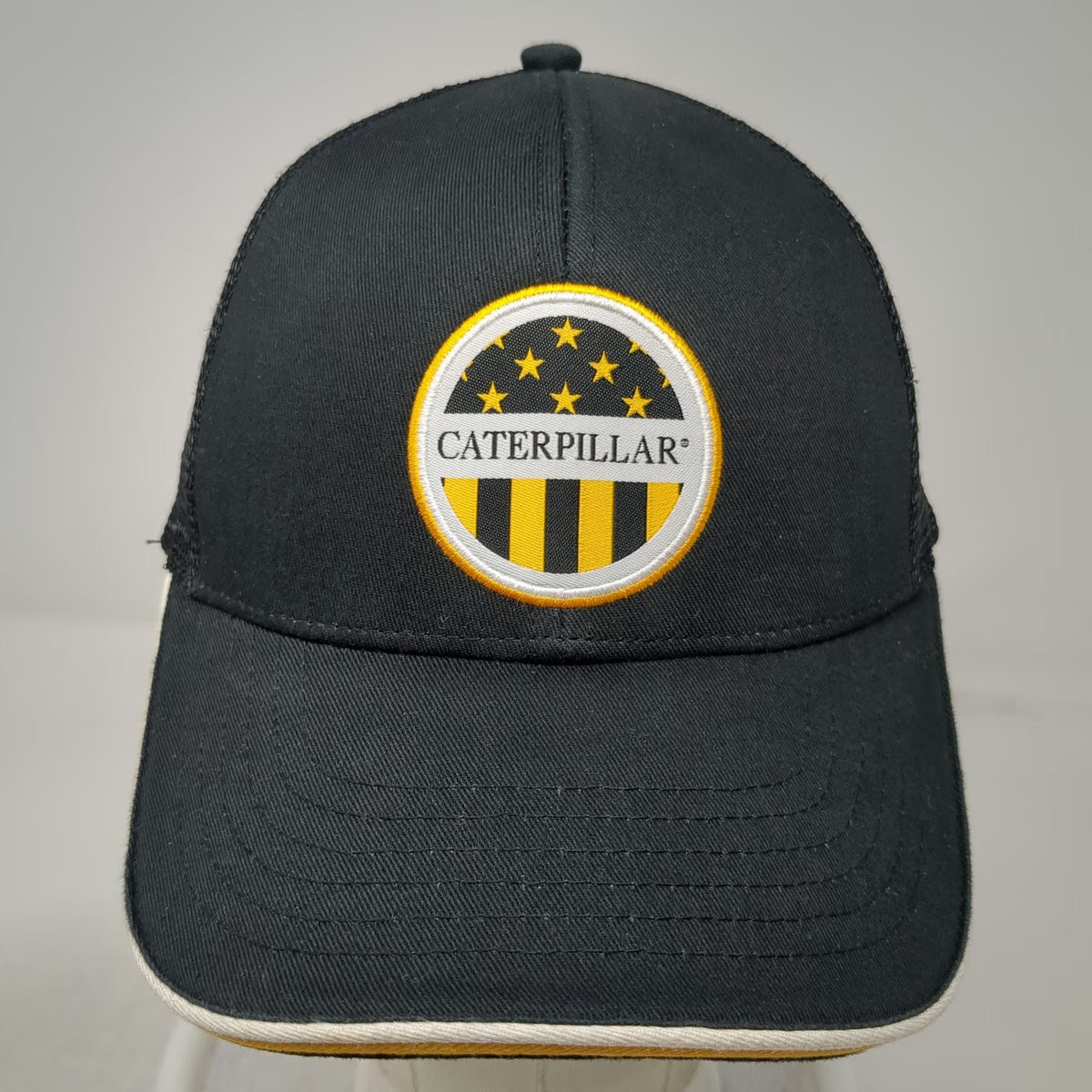 MPC Trucker Hat Black One Size Caterpillar Snapback Mesh Back Patch Stars Logo