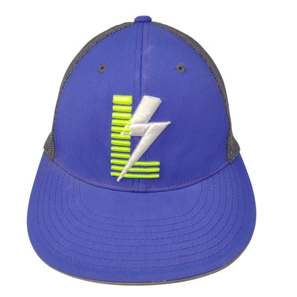 Lightning Bolt Fitted Mesh Back Trucker Hat Multi S-M Embroidered
