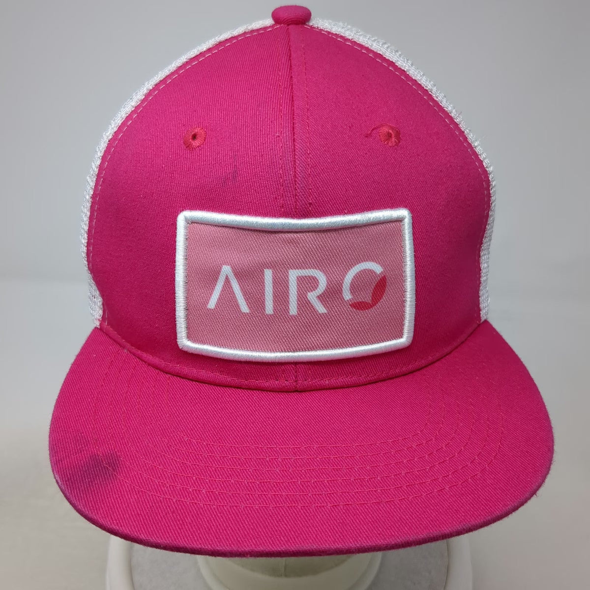 Airo Logo Patch Pink White Trucker Hat One Size Mesh Back Snapback Cap
