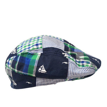 Gymboree Beret Hat Multicolor Large Sailboat Plaid Lightweight Cotton