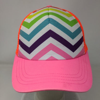 Rainbow Chevron Snapback Trucker Hat Multicolor One Size Adjustable Mesh Back