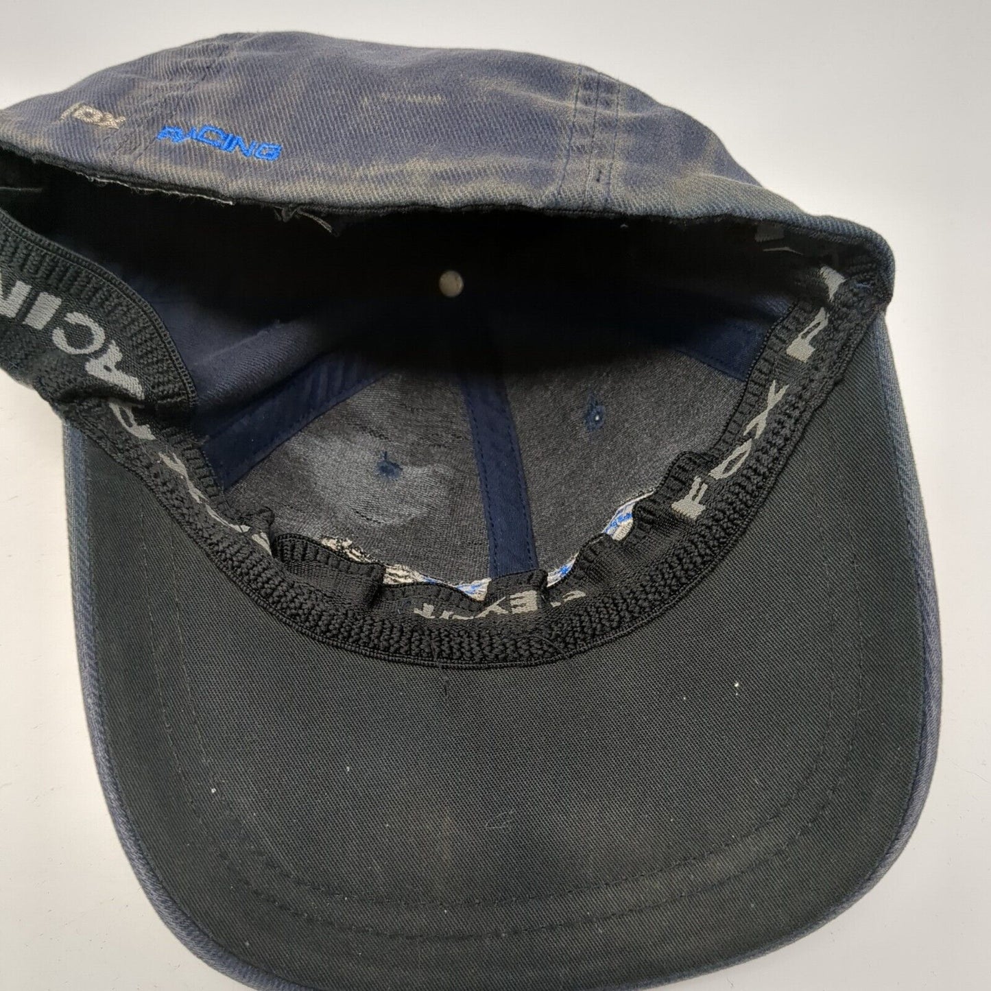Fox Racing Inc Fitted Hat Blue Medium Flexfit Embroidered Vented Holes 6 Panel