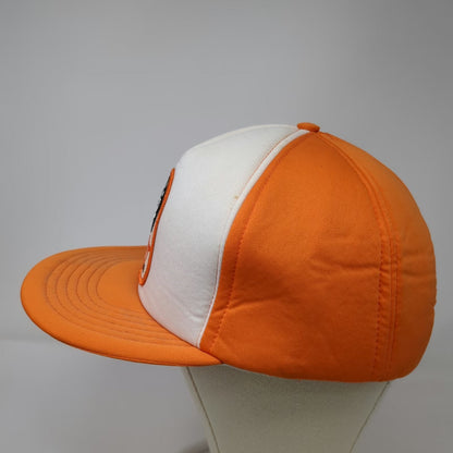 Crown Cap 5 Panel Orange Hat One Size Mesh Back Snapback REACT Patch Logo Taiwan