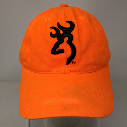 Browning Strapback Hat Orange OSFA Adjustable Embroidered Vented Holes 6 Panel
