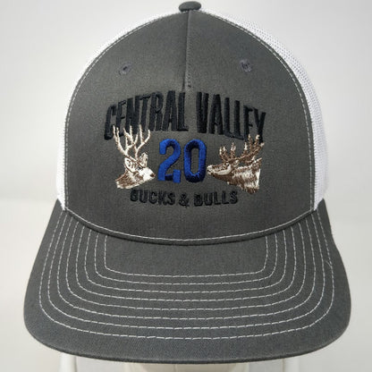 Richardson Trucker Hat Gray White One Size Central Valley Bucks Bulls Deer Elk