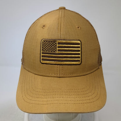K3 Headwear Trucker Hat Brown One Size Snapback American Flag Patch Tactical