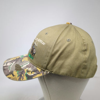 Green Baseball Cap One Size Elk-aholic Hunting Camo Brim Strapback Animal Hat
