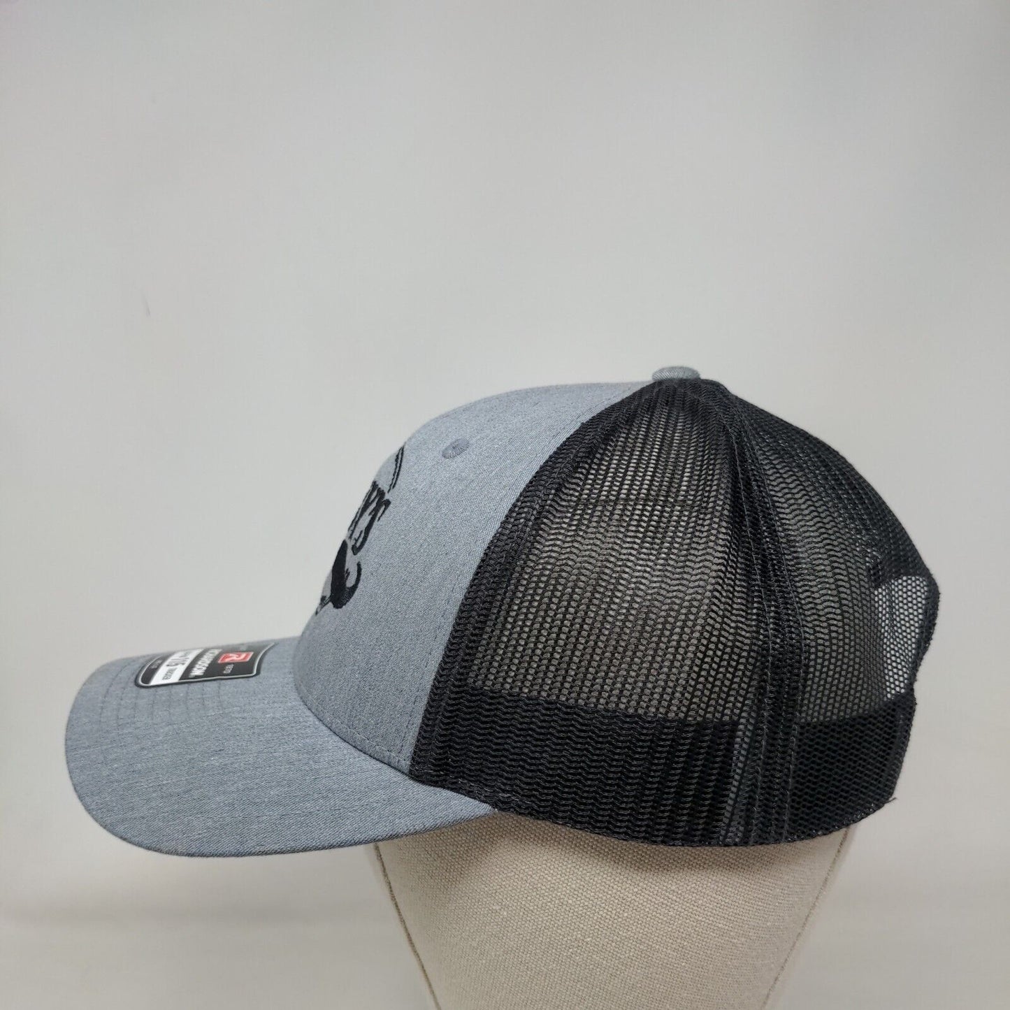 Rigby's Barber Shop Snapback Mesh Back Trucker Hat Gray M-L Embroidered