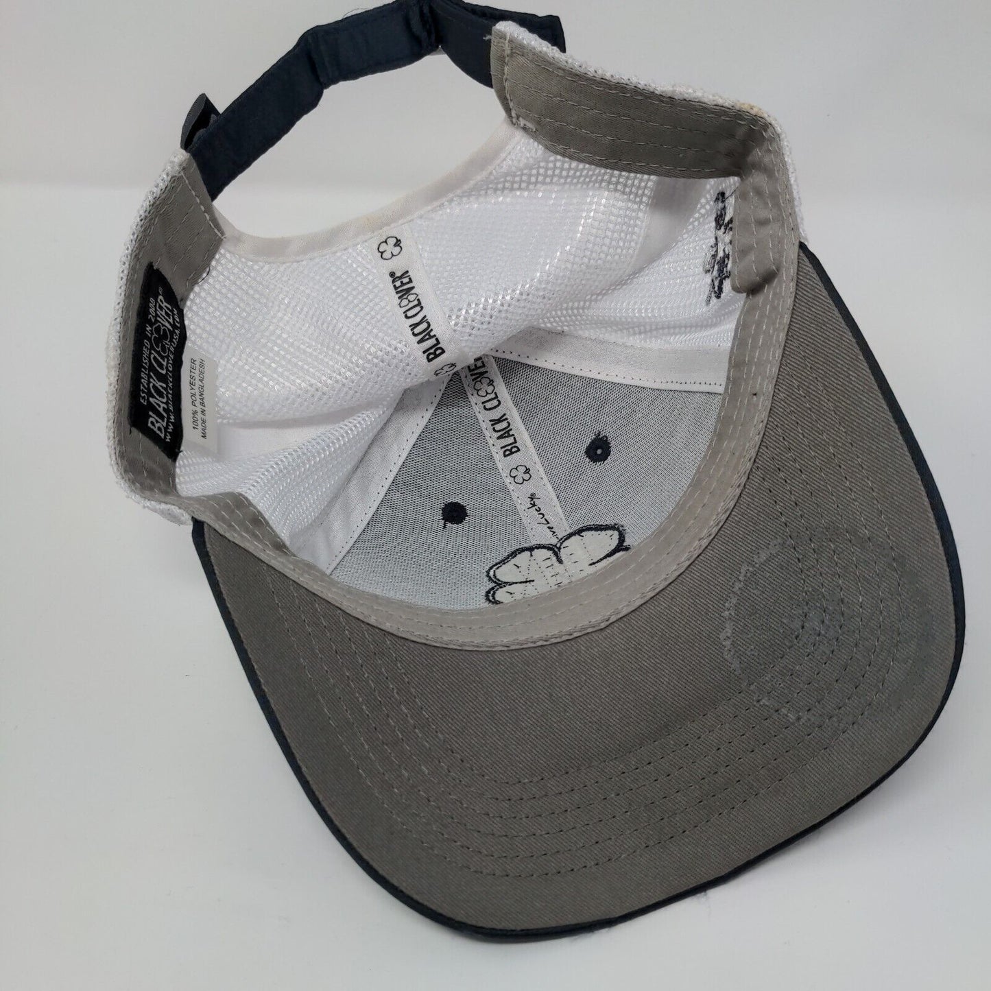 Live Lucky Slideback Trucker Hat Blue OSFA Adjustable Mesh Back Black Clover