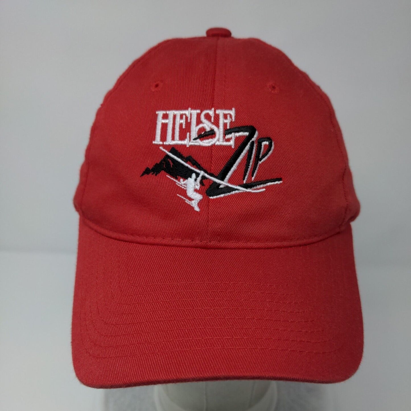 Heise Zip Strapback Hat Red OSFA Adjustable Embroidered Solid 6 Panel