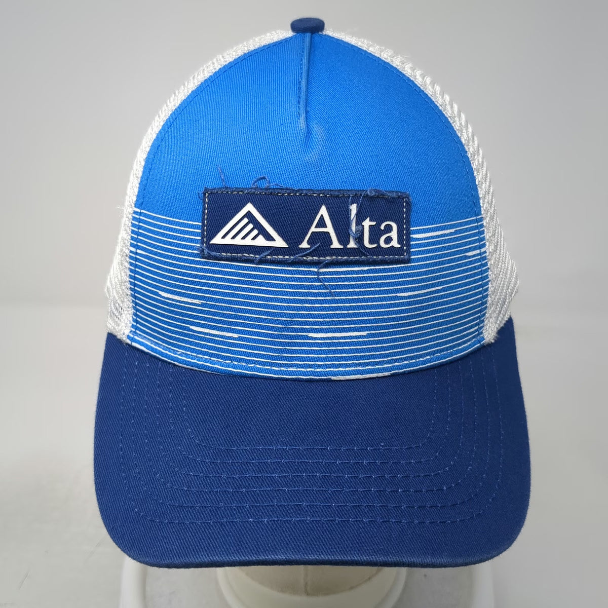 Alta 5 Panel Blue White One Size Hat Mesh Back Stripe Mountain Ski Strapback