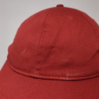 Unbranded Strapback Hat Red One Size Adjustable Vented Holes 6 Panel Blank