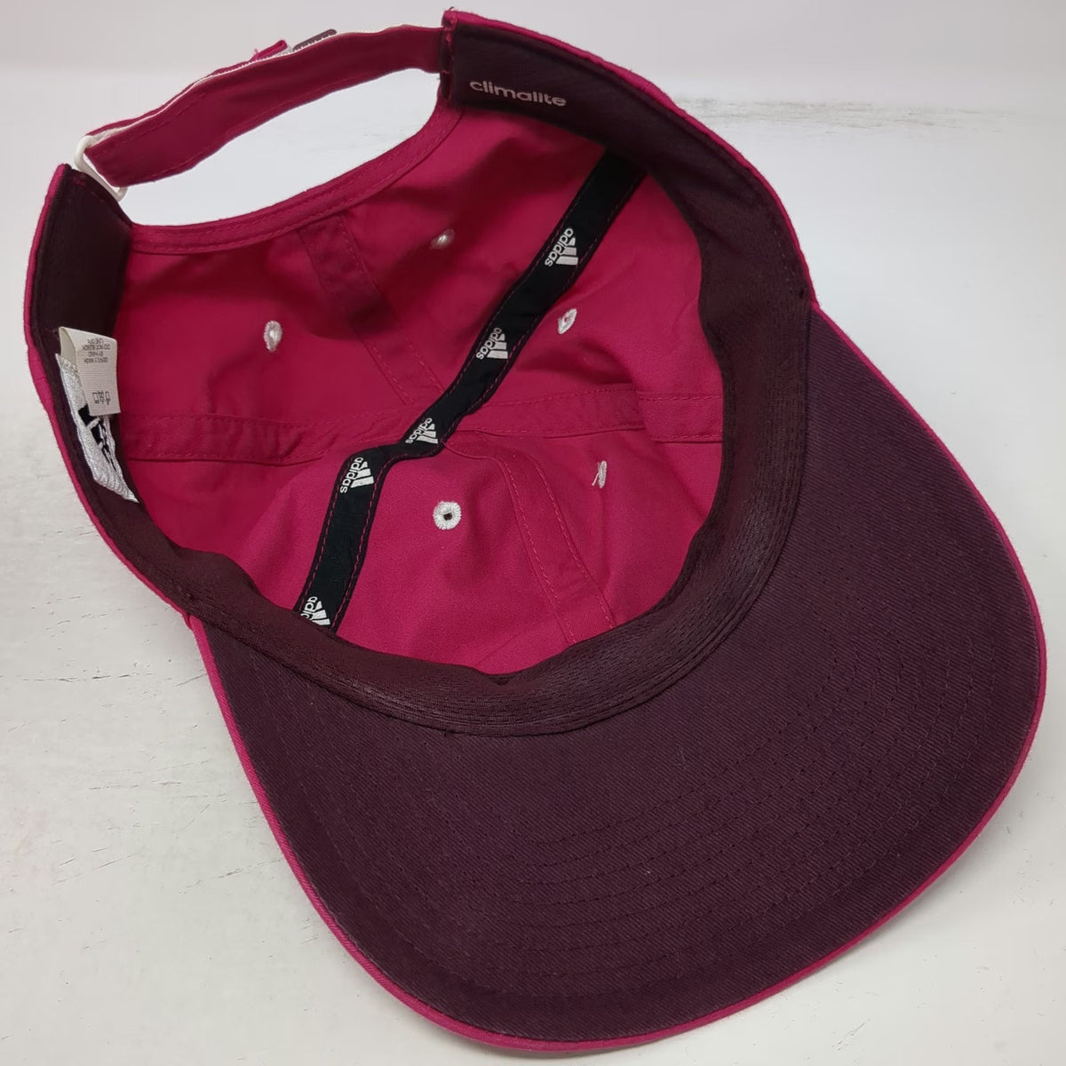 Adidas Baseball Cap Pink One Size Climalite Adjustable Strapback Hat Logo Cotton